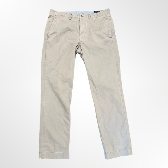 Polo Ralph Lauren Pants Stretch Straight Fit The Polo Chino Grey - Men's 35x32 - Picture 1 of 10